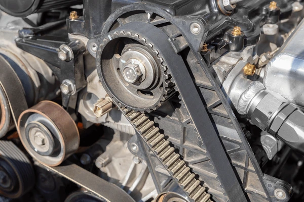 closeup shot of a timing belt